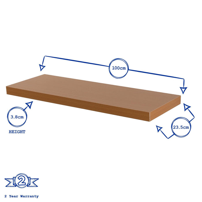 100cm Brown Modern Floating Shelves - Pack of Three