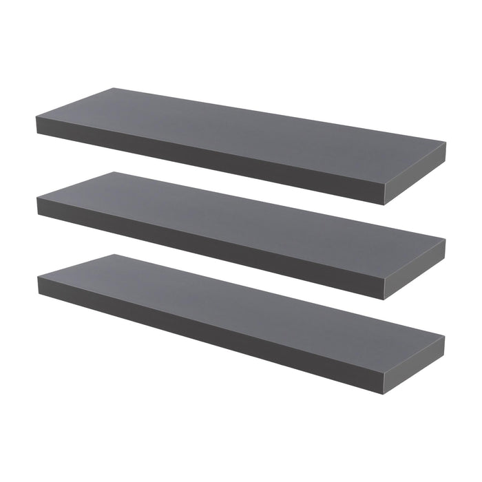100cm Grey Modern Floating Shelves - Pack of Three