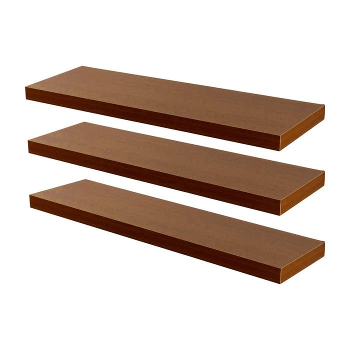 100cm Walnut Modern Floating Shelves - Pack of Three