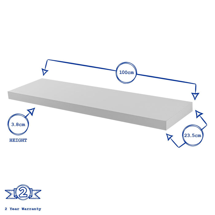 100cm White Modern Floating Shelf