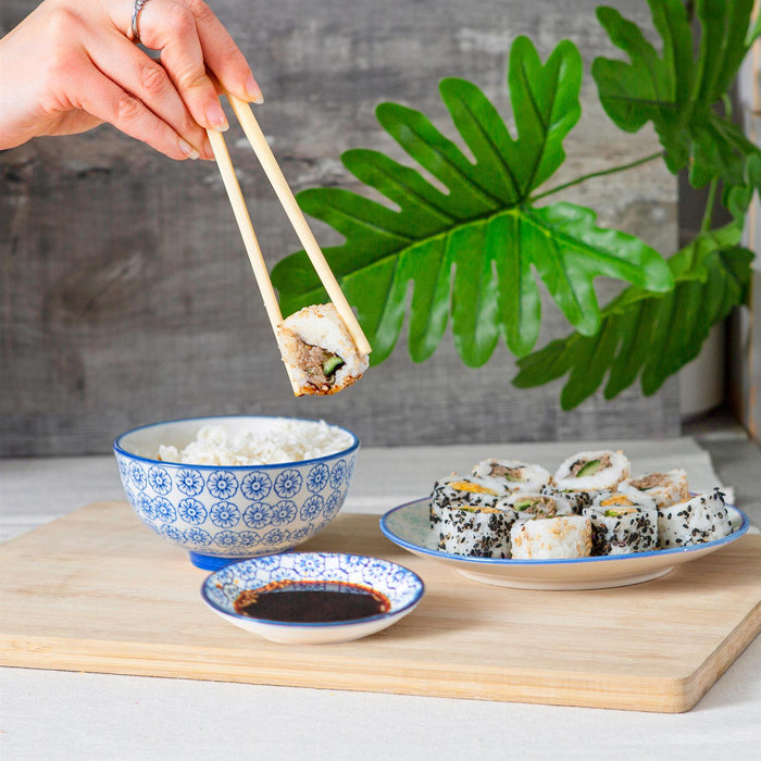 10cm Hand-Printed Navy Stoneware Sauce Dishes - Pack of Six
