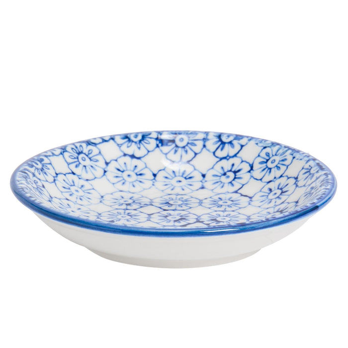 10cm Hand-Printed Navy Stoneware Sauce Dishes - Pack of Six
