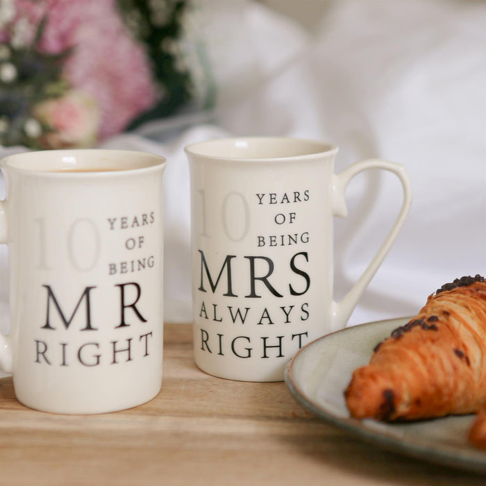 10th Anniversary New Bone China Mug Set - 300ml