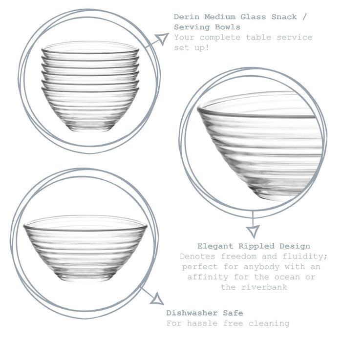 11cm Derin Glass Serving Bowls - Pack of Six