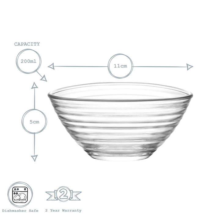 11cm Derin Glass Serving Bowls - Pack of Six