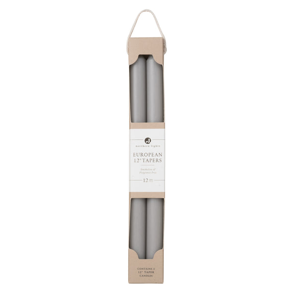 12" STONE GREY TAPERS, 2 PK