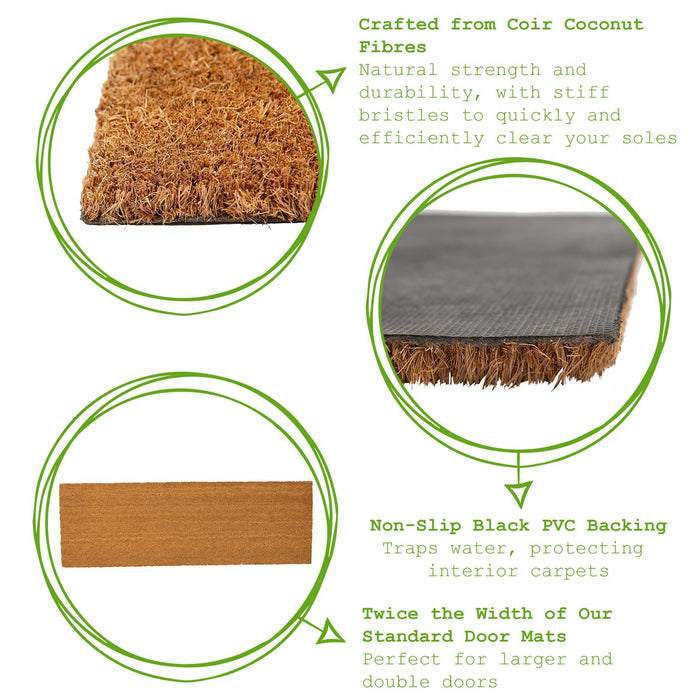 120cm x 40cm Brown Coir Double Door Mat