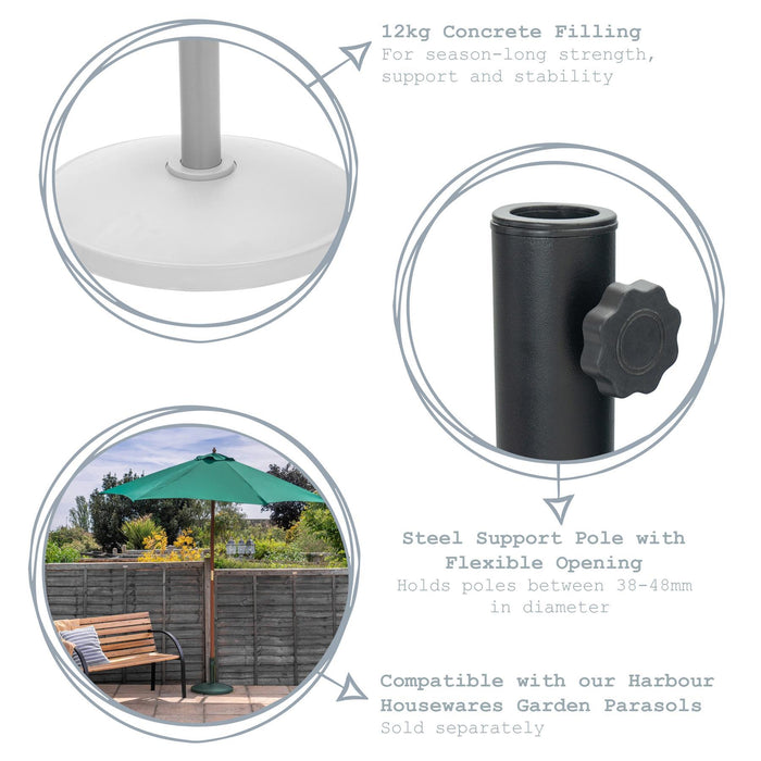 12kg Black Concrete Garden Parasol Base