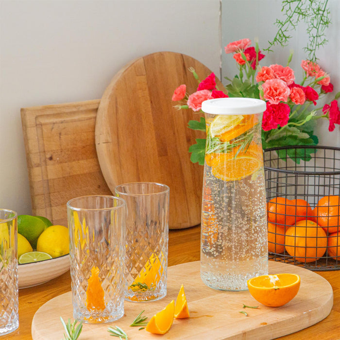1.2L Vera Glass Carafe with White Lid