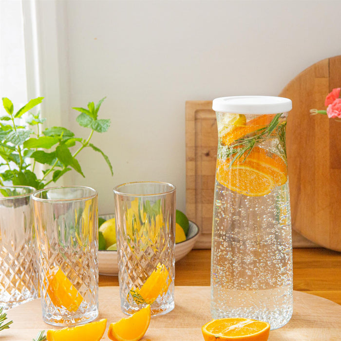 1.2L Vera Glass Carafe with White Lid