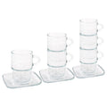 12pc 350ml Cozy Stacking Glass Coffee Cups & Saucers Set - By LAV