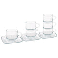 12pc 90ml Cozy Stacking Glass Espresso Cups & Saucers Set - By LAV
