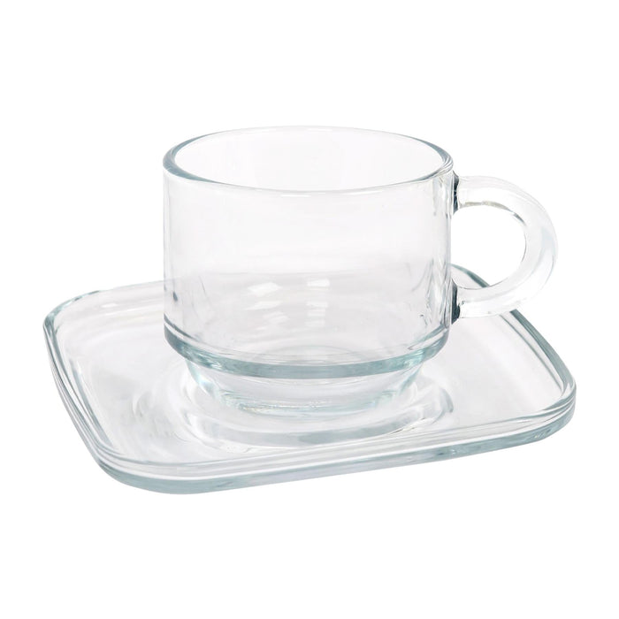 12pc 90ml Cozy Stacking Glass Espresso Cups & Saucers Set