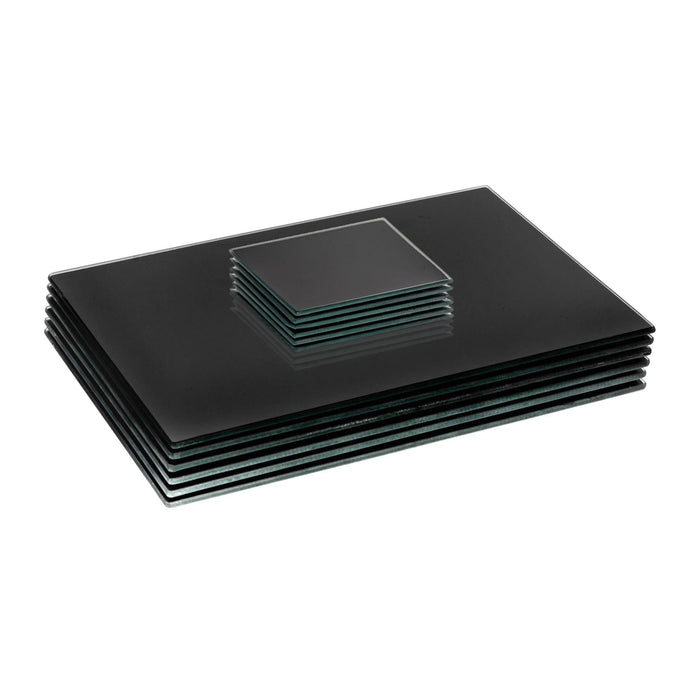 12pc Black Glass Placemats & Coasters Set