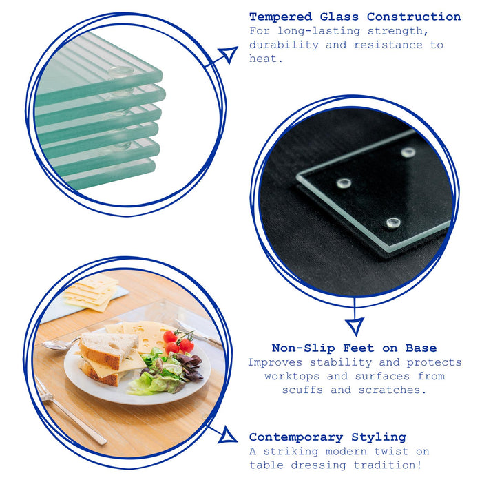 12pc Black Glass Placemats & Coasters Set