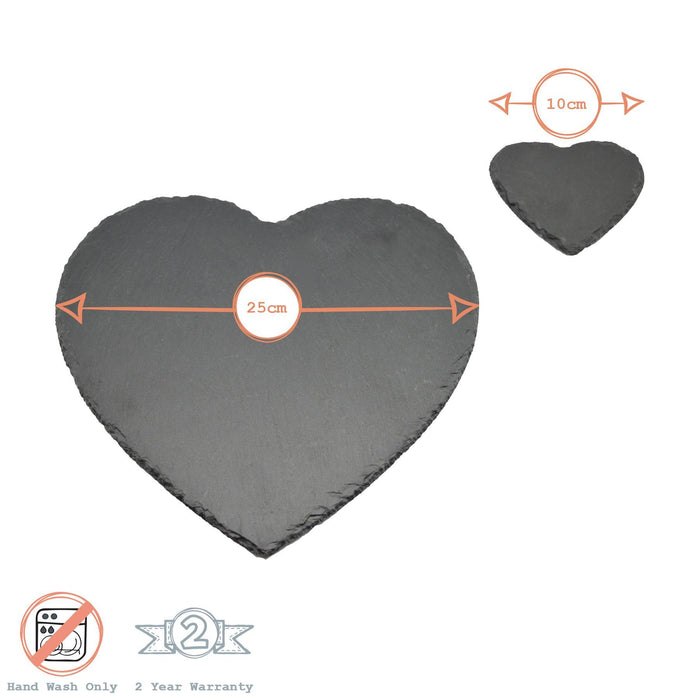 12pc Black Heart Slate Placemats & Coasters Set