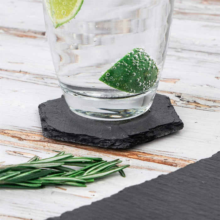12pc Black Hexagon Slate Placemats & Coasters Set