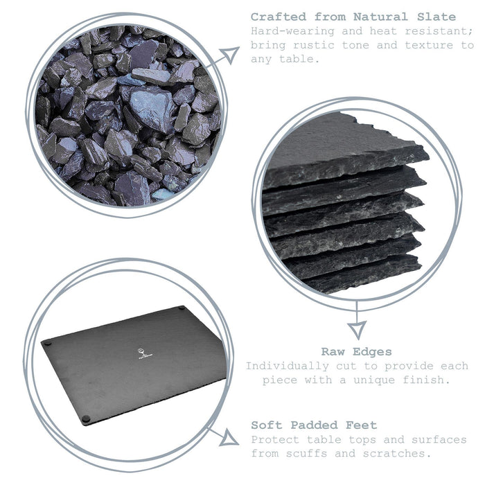 12pc Black Hexagon Slate Placemats & Coasters Set