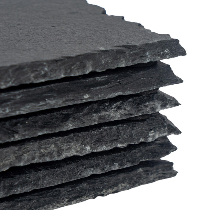 12pc Black Rectangle Slate Placemats & Coasters Set