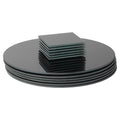 12pc Black Round Glass Placemats & Square Coasters Set