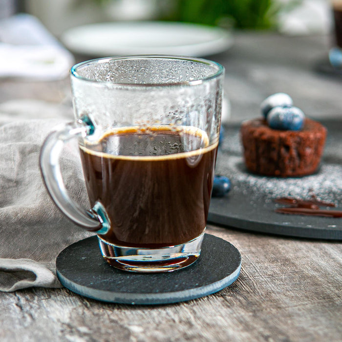 12pc Black Round Linea Slate Placemats & Coasters Set