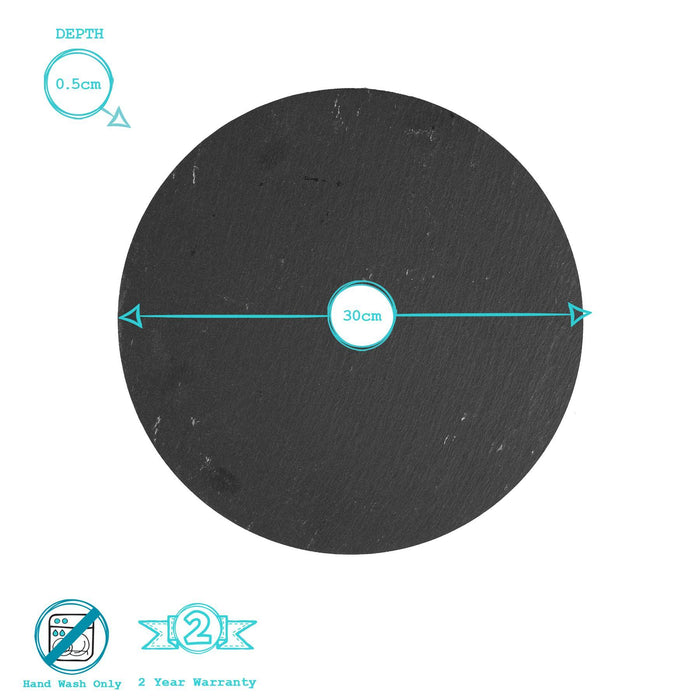 12pc Black Round Linea Slate Placemats & Coasters Set