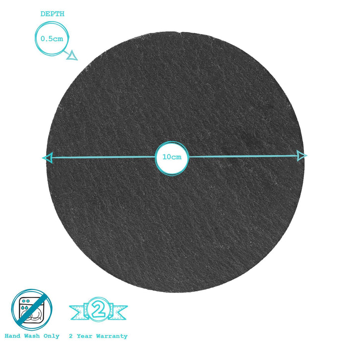 12pc Black Round Linea Slate Placemats & Coasters Set