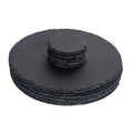 12pc Black Round Slate Placemats & Coasters Set