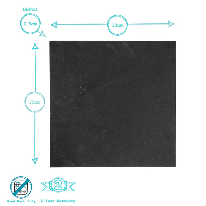 12pc Black Square Linea Slate Placemats & Coasters Set