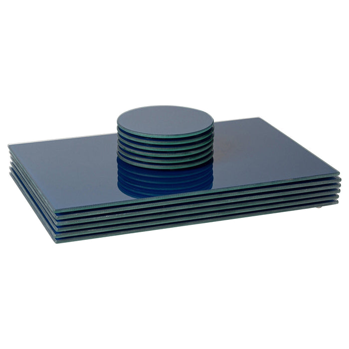 12pc Blue Glass Placemats & Round Coasters Set
