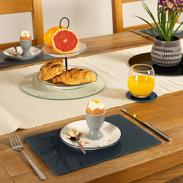 12pc Blue Glass Placemats & Round Coasters Set