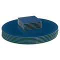 12pc Blue Round Glass Placemats & Square Coasters Set