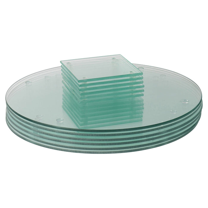 12pc Clear Round Glass Placemats & Square Coasters Set