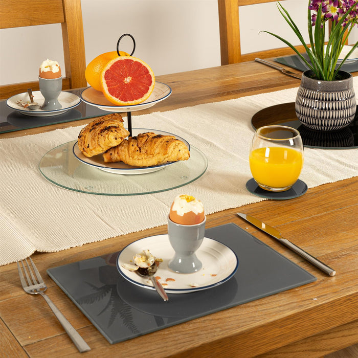 12pc Clear Round Glass Placemats & Square Coasters Set