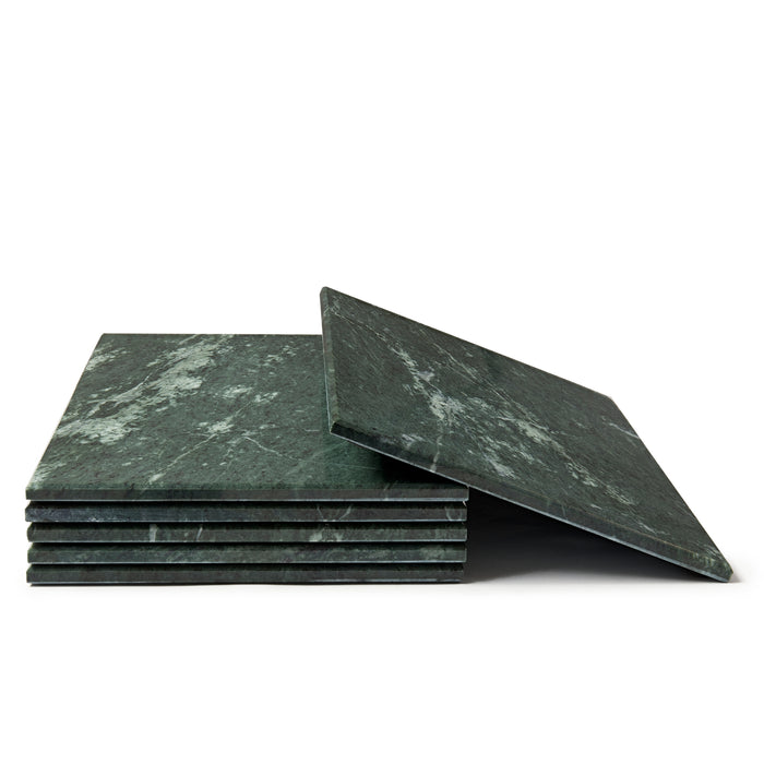 12pc Rectangle Marble Placemats & Round Coasters Set - 30cm x 20cm - Green