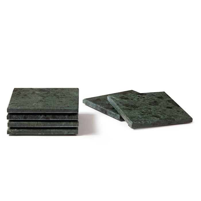 12pc Rectangle Marble Placemats & Square Coasters Set - 30cm x 20cm - Green