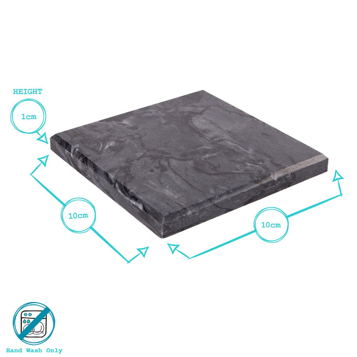 12pc Rectangle Marble Placemats & Square Coasters Set - 30cm x 20cm - Green