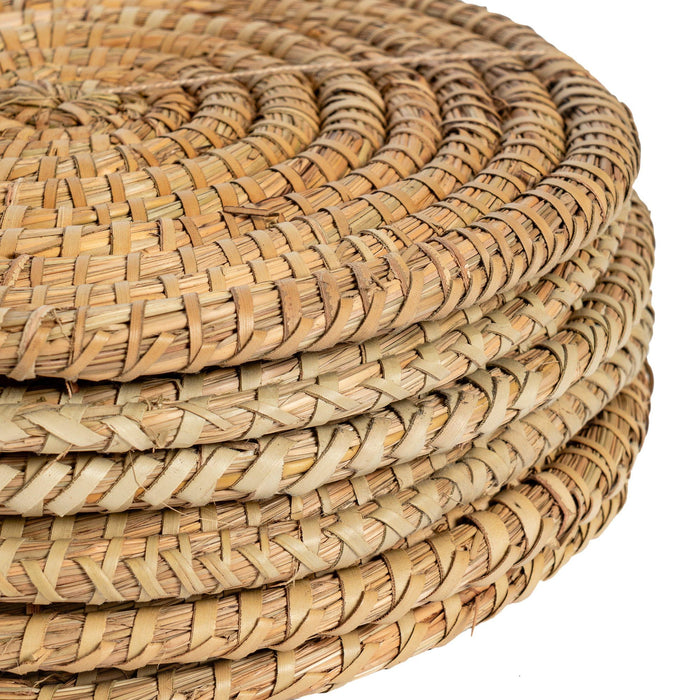 12pc Woven Palm Leaf Placemats & Coasters Set