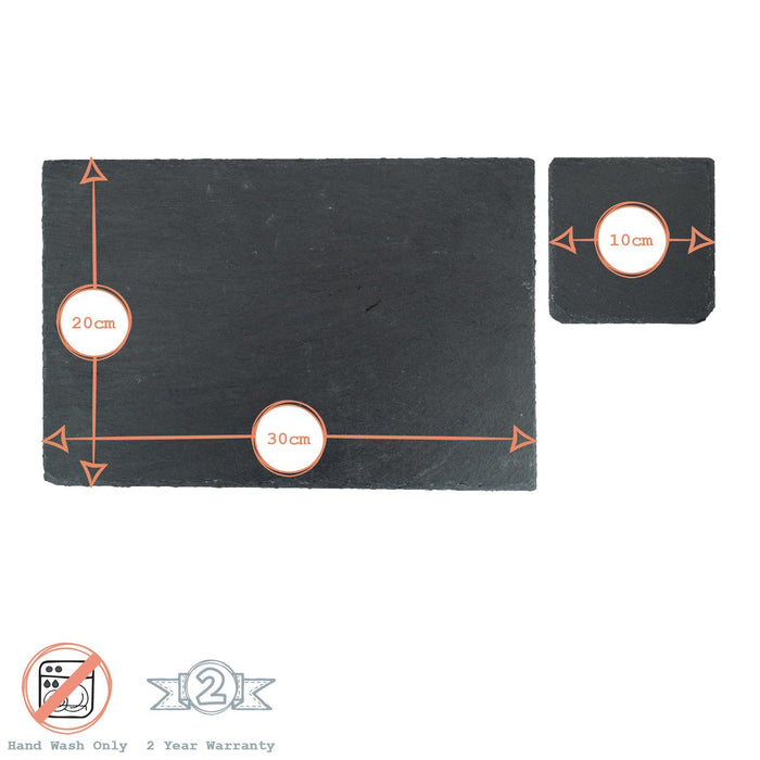 13pc Black Rectangle Slate Placemats Set