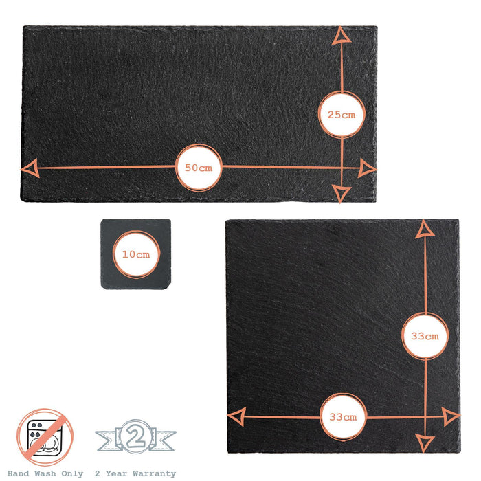 13pc Black Square Slate Placemats Set