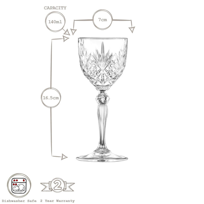 140ml Crystal Melodia Nick & Nora Glasses - Pack of 6
