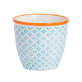 14cm Hand Printed Light Blue Stoneware Plant Pot
