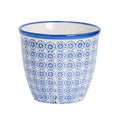 14cm Hand Printed Navy Stoneware Plant Pot