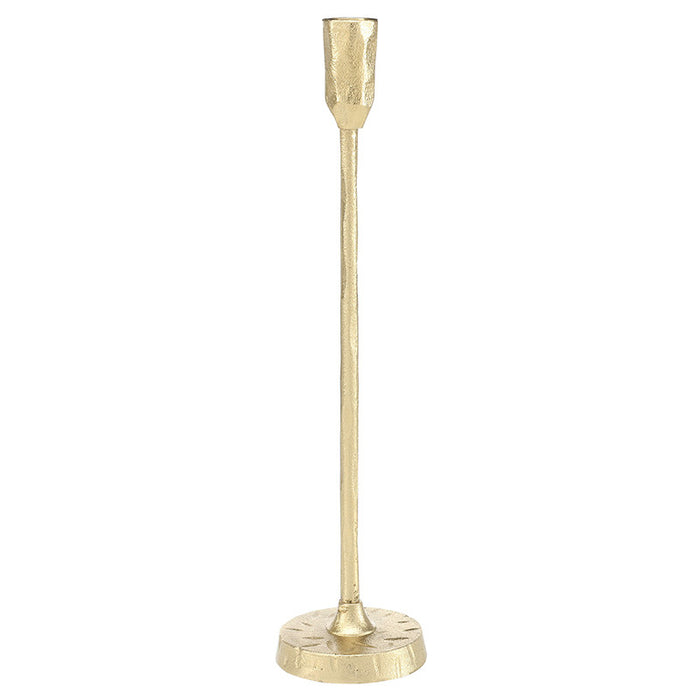 15" HAMMERED TAPER HOLDER, GOLD