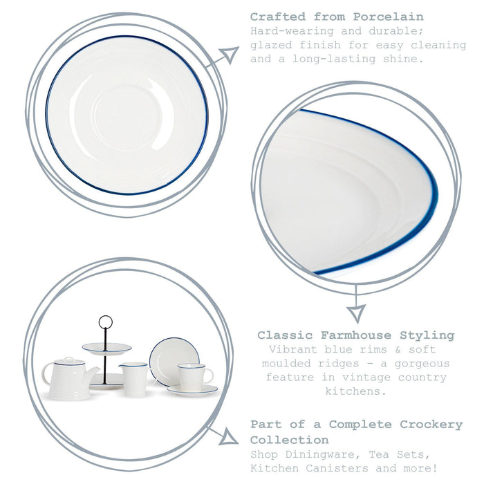 15cm Farmhouse White Porcelain Cereal Bowls - Pack of Six