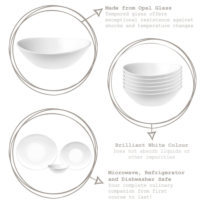 15cm White Prometeo Glass Cereal Bowls - Pack of Six