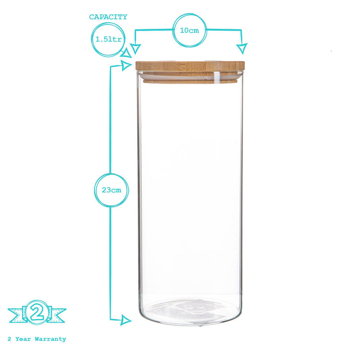 1.5L Scandi Storage Jar with Carved Wooden Lid