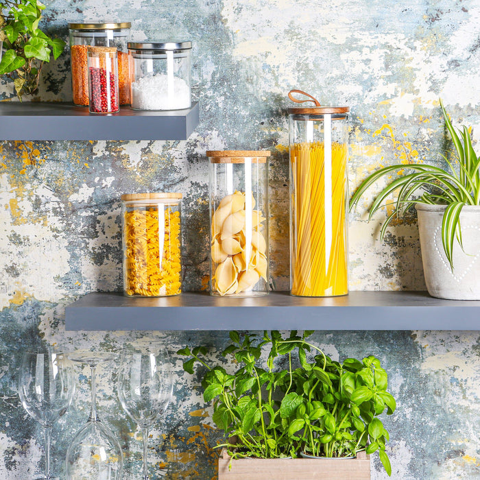 1.5L Scandi Storage Jar with Leather Loop Lid