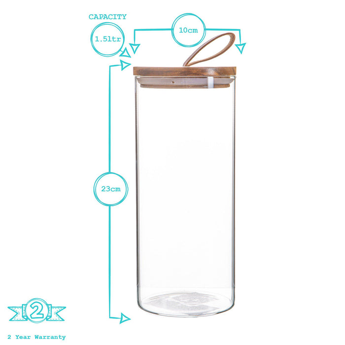 1.5L Scandi Storage Jar with Leather Loop Lid