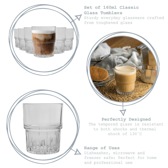 160ml Emplilable Stacking Tumblers - Pack of Six